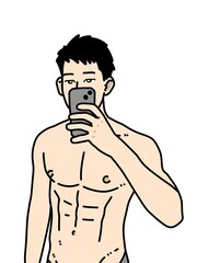 Fototapeta premium cute man cartoon on white background