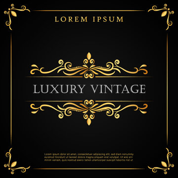 Elegant luxury vintage gold ornament with frame decorative