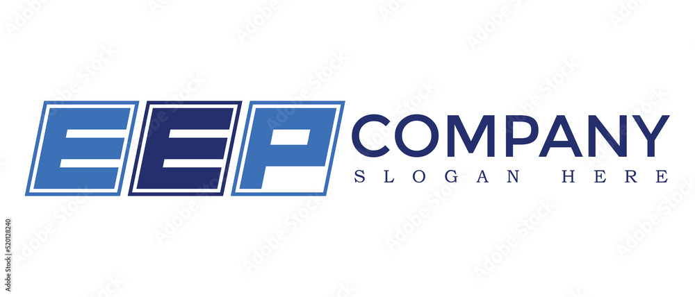 Poster eep three letter rounded rectangle boxes shape element symbol digital initial technology media busin