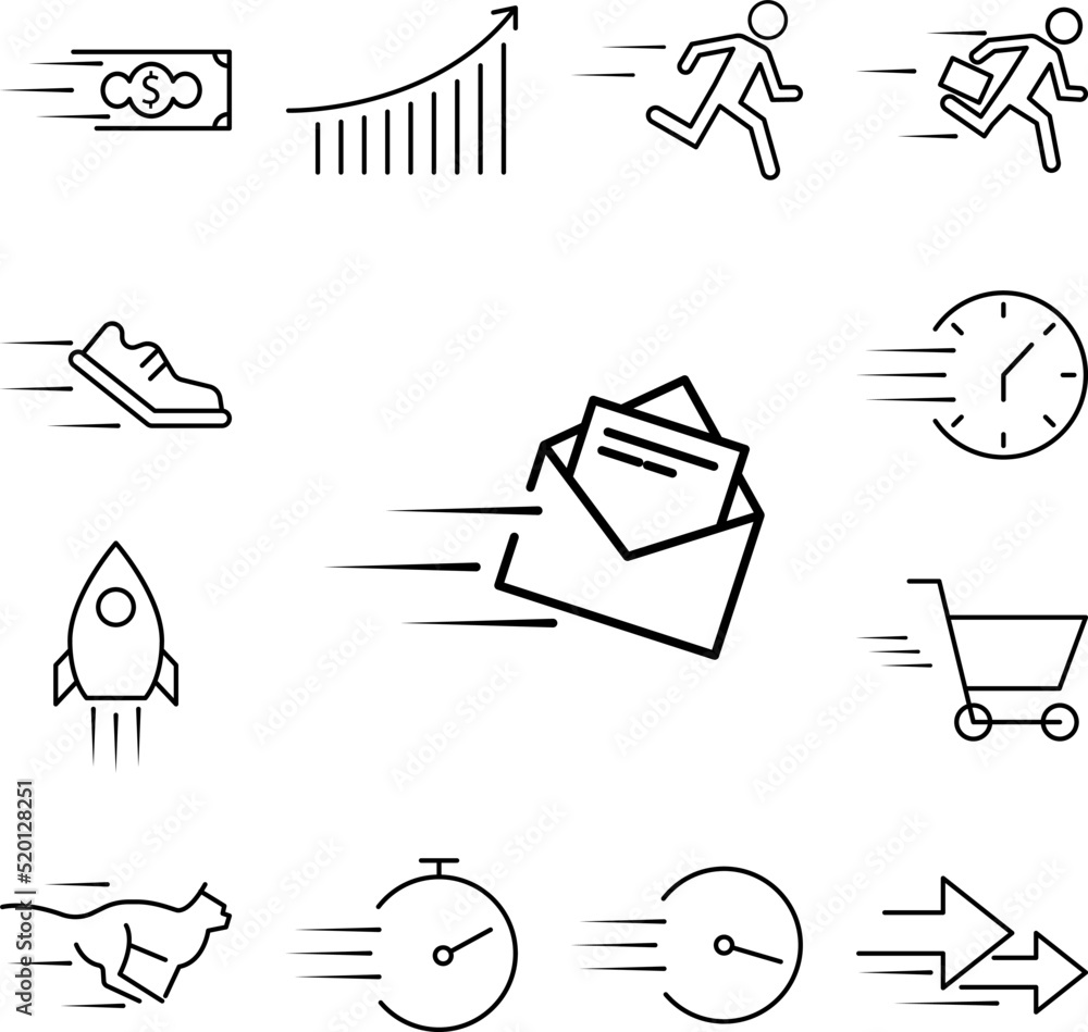 Poster speed mail icon in a collection with other items