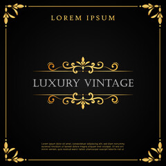 Elegant gold frame floral border template