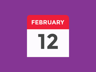 February 12 Calendar icon Design. Calendar Date 12th February. Calendar template 
