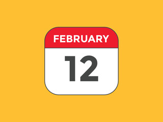 February 12 Calendar icon Design. Calendar Date 12th February. Calendar template 
