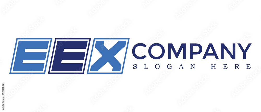 Poster eex three letter rounded rectangle boxes shape element symbol digital initial technology media busin