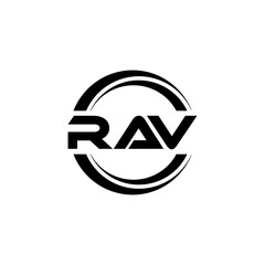 RAV letter logo design with white background in illustrator, vector logo modern alphabet font overlap style. calligraphy designs for logo, Poster, Invitation, etc.