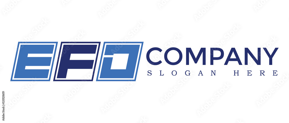 Poster efd three letter rounded rectangle boxes shape element symbol digital initial technology media busin