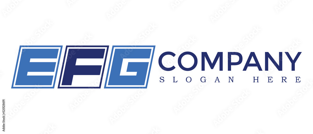 Poster efg three letter rounded rectangle boxes shape element symbol digital initial technology media busin