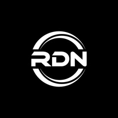 RDN letter logo design with black background in illustrator, vector logo modern alphabet font overlap style. calligraphy designs for logo, Poster, Invitation, etc.