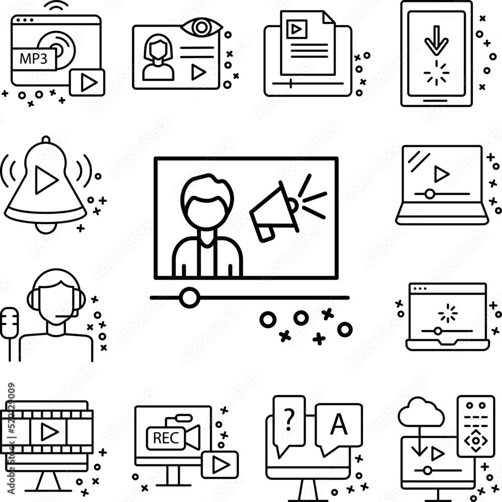 Poster man video movie icon in a collection with other items