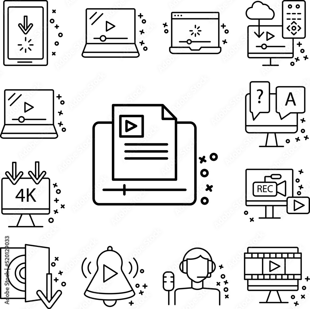 Poster web page video document icon in a collection with other items