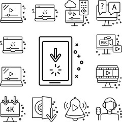 Loading video smartphone icon in a collection with other items