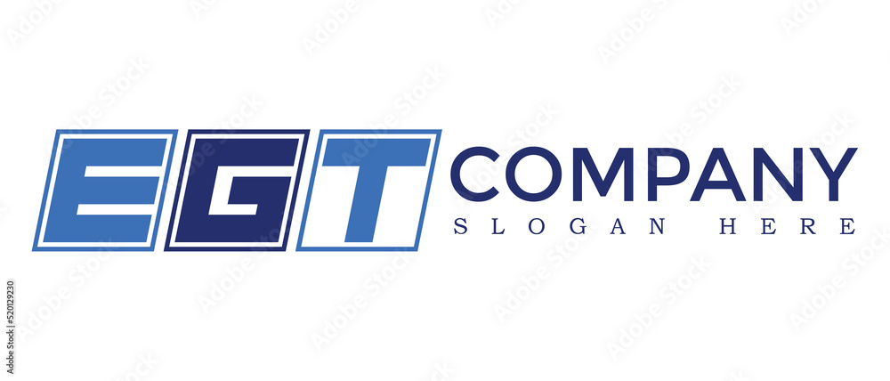 Poster egt three letter rounded rectangle boxes shape element symbol digital initial technology media busin