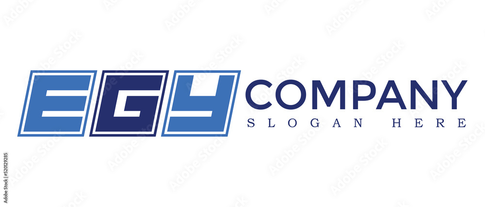 Poster egy three letter rounded rectangle boxes shape element symbol digital initial technology media busin