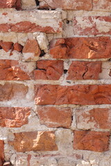 Red grunge brick wall, abstract background texture with old dirty and vintage style pattern.