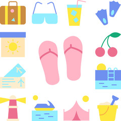 Slippers, shoes icon in a collection with other items