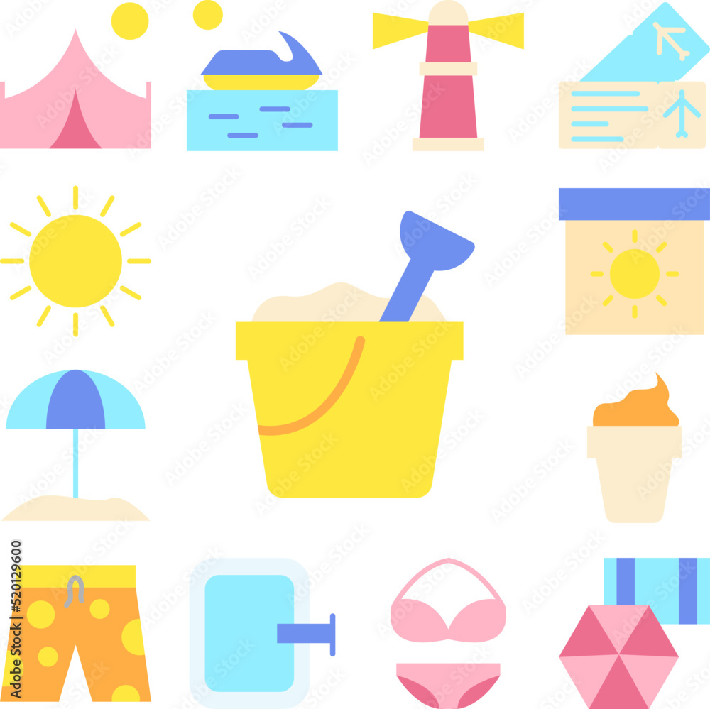 Poster sand, bucket icon in a collection with other items