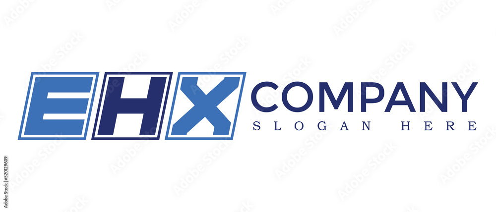 Poster ehx three letter rounded rectangle boxes shape element symbol digital initial technology media busin