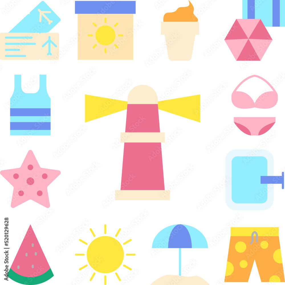 Poster lighthouse, building icon in a collection with other items