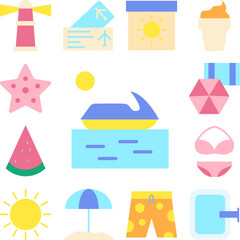 Fototapeta premium Jet ski, sea, sun icon in a collection with other items