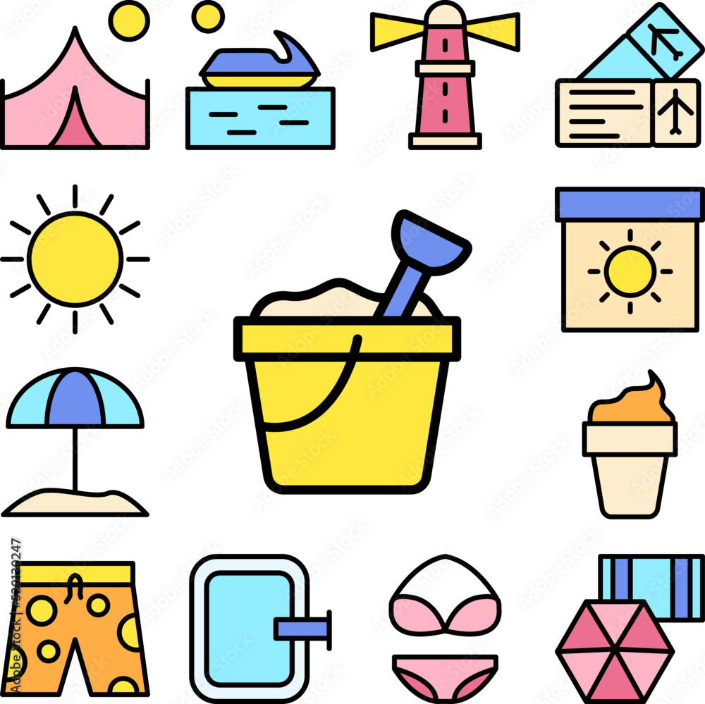 Poster sand, bucket icon in a collection with other items