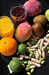 Tropical fruits and peanuts, red beans, lotus seeds