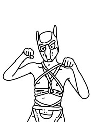 black and white of cute man cartoon for coloring