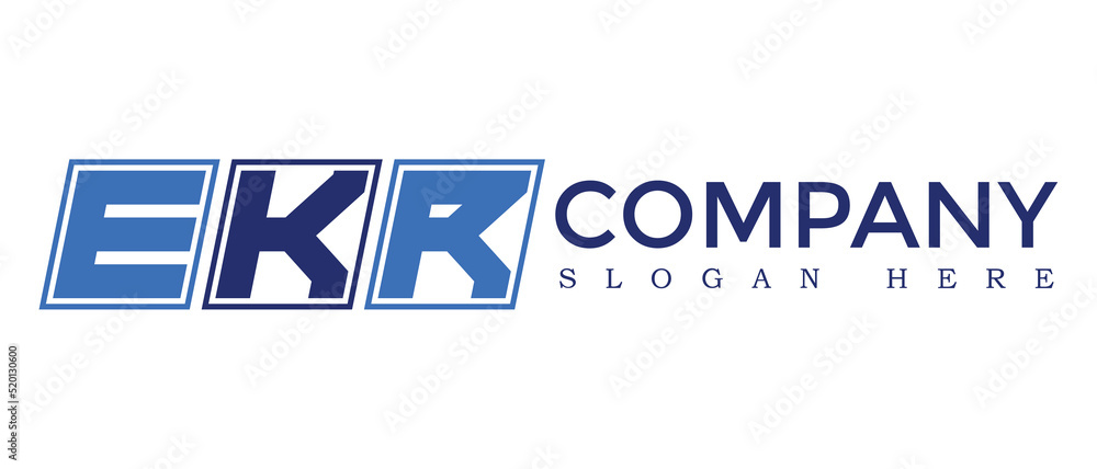 Poster ekr three letter rounded rectangle boxes shape element symbol digital initial technology media busin