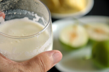 Chinese Meat Buns served with the milk