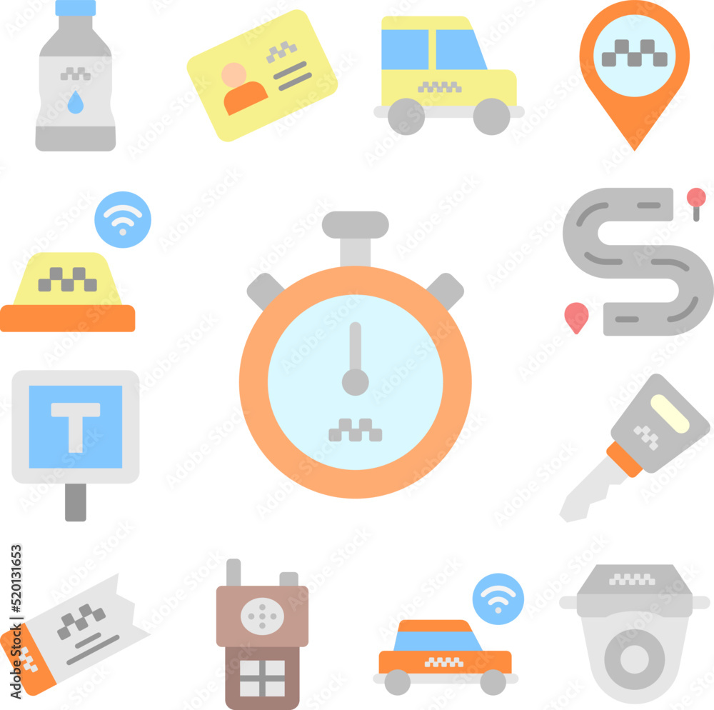 Poster stopwatch icon in a collection with other items