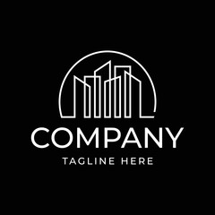city skyline line art logo design