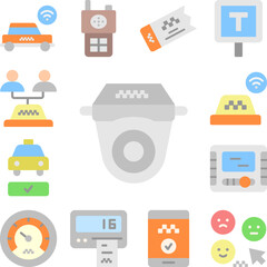 Cctv, camera icon in a collection with other items