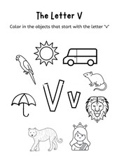Fototapeta premium A to Z Alphabets and the Similar Picture Coloring Book for the preschool kids template, kids homework books, and practice material.