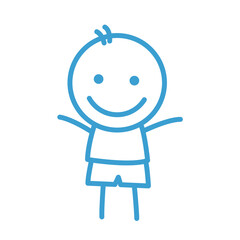 little boy doodle logo icon vector illustration