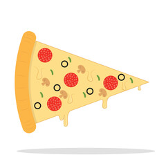 Cartoon Pizza flat vector illustration Isolated on white background. Fit for your food poster, sticker and menu design