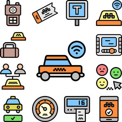 Taxi, car, accepted icon in a collection with other items