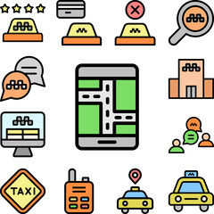 Gps, smartphone icon in a collection with other items