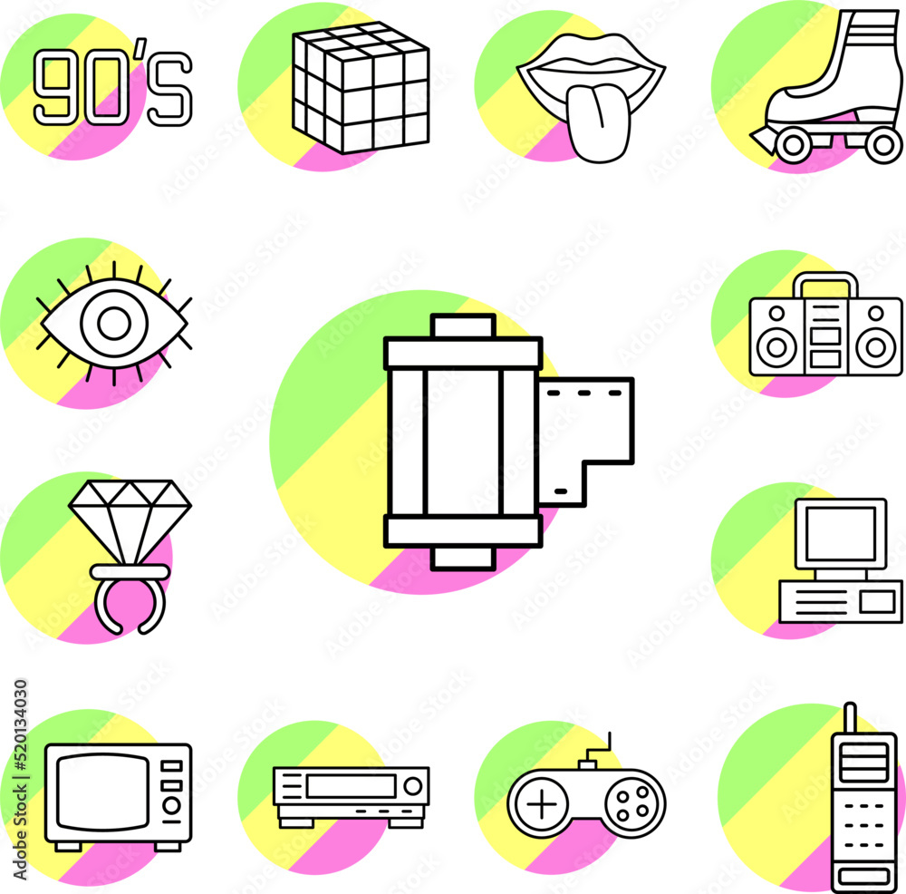 Poster camera roll camera icon in a collection with other items
