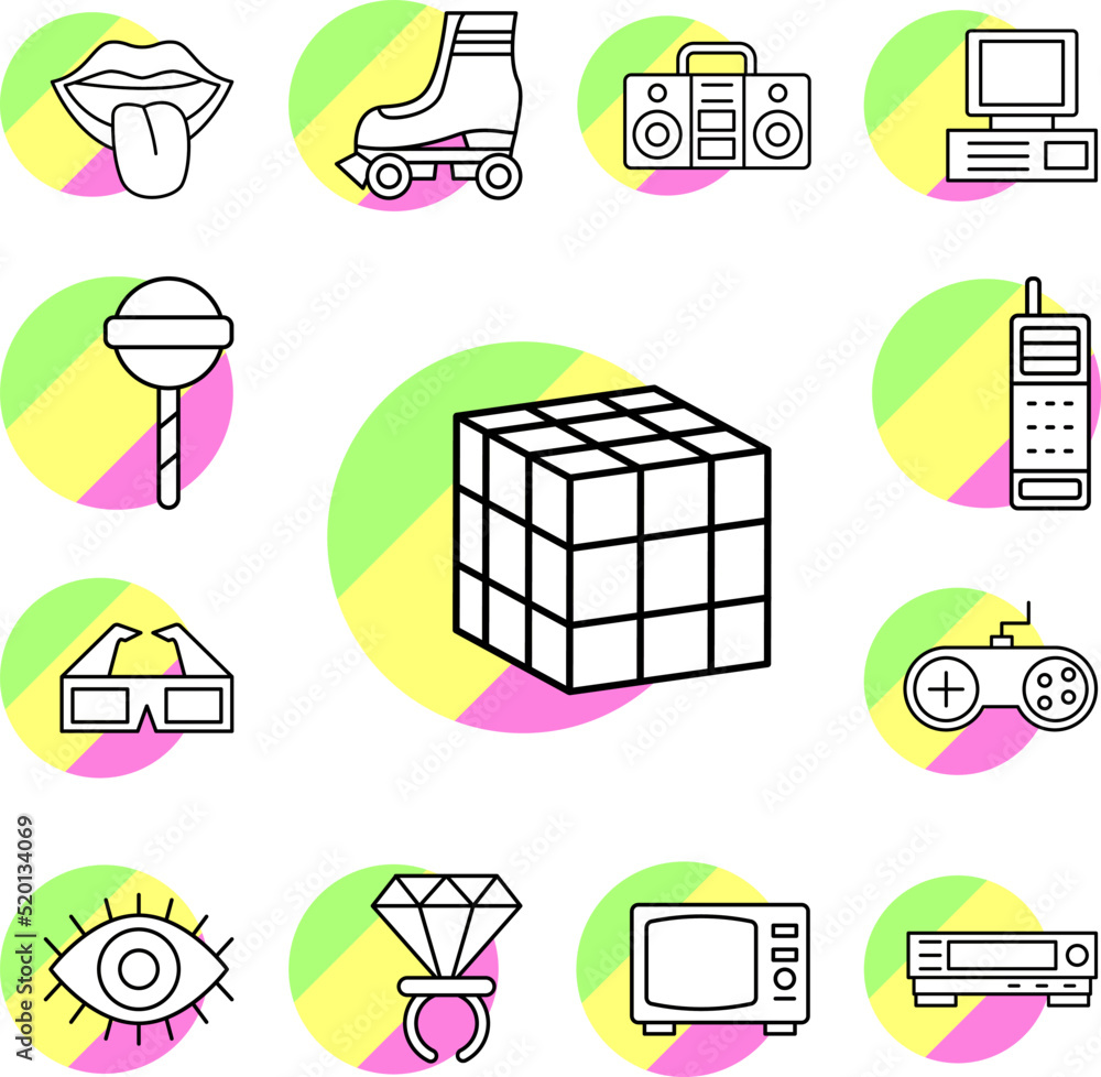 Poster cube game icon in a collection with other items