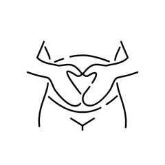 Pregnancy care linear icon. Prenatal period. Motherhood, parenthood. Expecting baby. Medical procedure. Thin line illustration. Contour symbol. Vector isolated outline drawing. Editable stroke