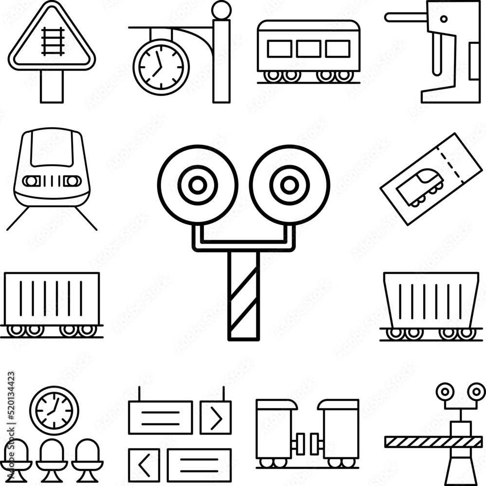 Poster traffic light stop signal icon in a collection with other items