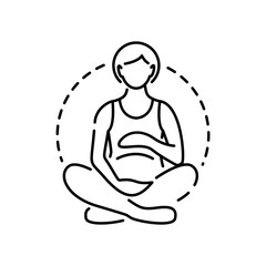 Pregnancy concept icon. Pregnant woman idea thin line illustration. Ultrasonography. Pregnancy medical monitoring. Vector isolated outline drawing. Yoga and therapy
