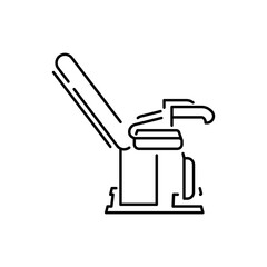 Woman pregnancy, birth and more. Thin line icon, vector illustration. Examination table