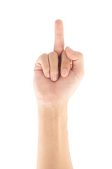 Middle finger, Isolated on white background, Clipping path Included.