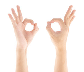 OK hand gesture, Isolated on white background, Clipping path Included.