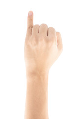 Obraz premium Little finger hand gesture, Isolated on white background, Clipping path Included.