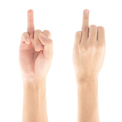 Ring finger hand gesture, Isolated on white background, Clipping path Included. - obrazy, fototapety, plakaty
