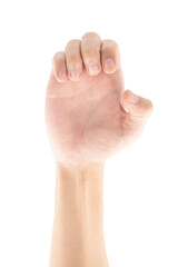 Hand with kinked fingers, Isolated on white background, Clipping path Included.