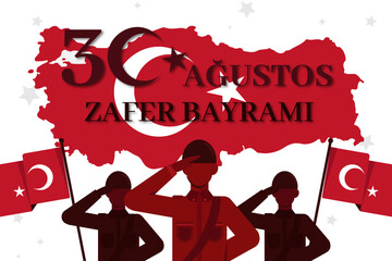 30 August Zafer Bayrami Victory Day Turkey Background. Vector Illustration.
