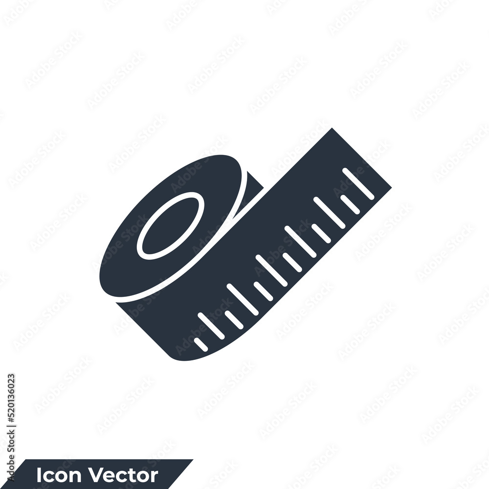 Poster tape measure icon logo vector illustration. measure tape symbol template for graphic and web design 