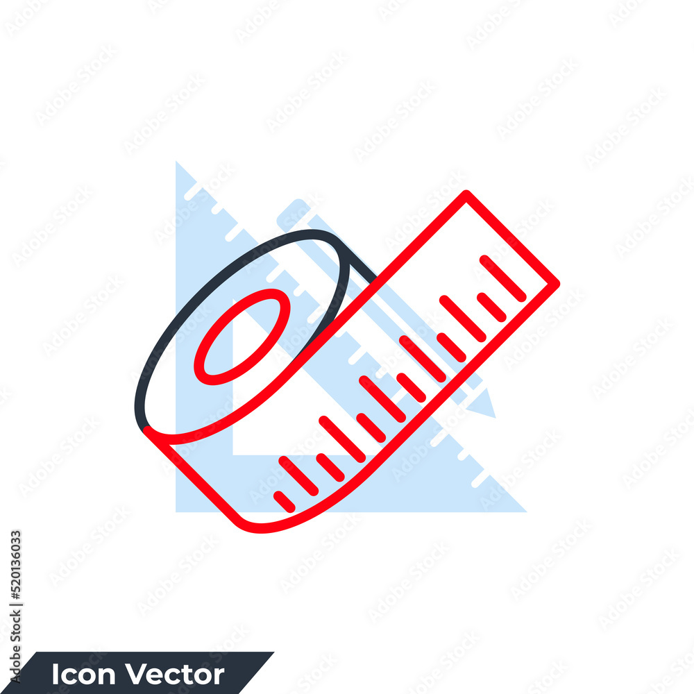 Poster tape measure icon logo vector illustration. measure tape symbol template for graphic and web design 